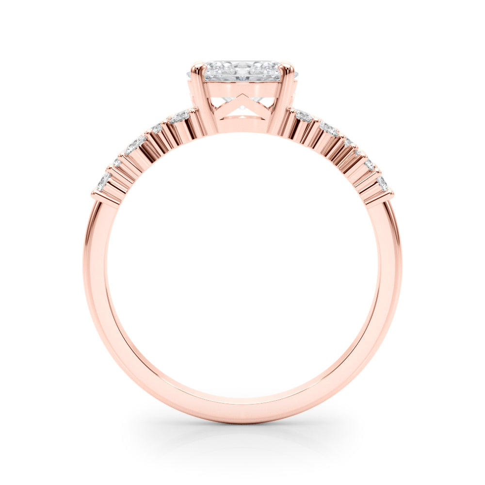 Refined Oval Center East To West Oval Diamond Engagement Ring in 10K/14K gold and platinum with certified lab-grown or natural diamonds