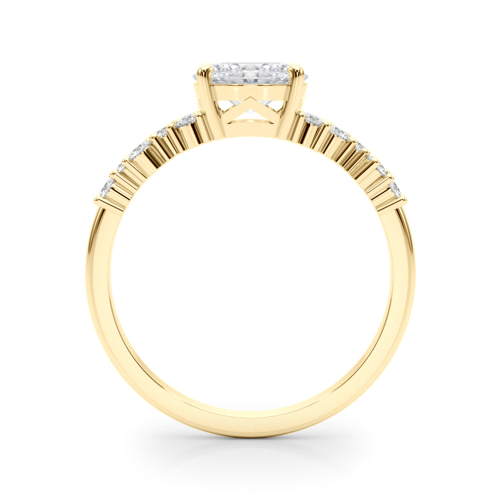 Refined Oval Center East To West Oval Diamond Engagement Ring in 10K/14K gold and platinum with certified lab-grown or natural diamonds