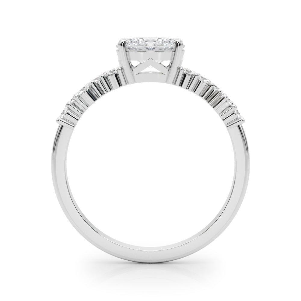 Refined Oval Center East To West Oval Diamond Engagement Ring in 10K/14K gold and platinum with certified lab-grown or natural diamonds