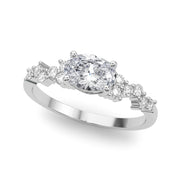Refined Oval Center East To West Oval Diamond Engagement Ring in 10K/14K gold and platinum with certified lab-grown or natural diamonds