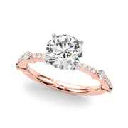 Bespoke Single Row Engagement Ring Round Diamond Engagement Ring in 10K/14K gold and platinum with certified lab-grown or natural diamonds
