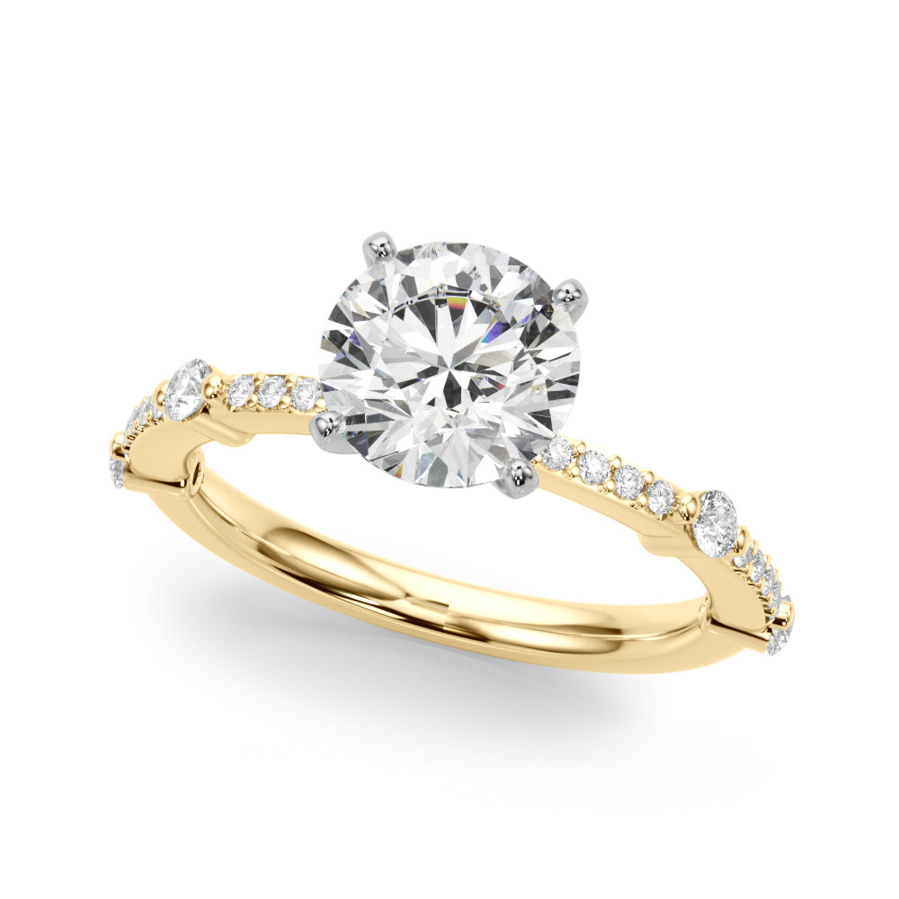 Bespoke Single Row Engagement Ring Round Diamond Engagement Ring in 10K/14K gold and platinum with certified lab-grown or natural diamonds