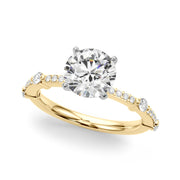 Bespoke Single Row Engagement Ring Round Diamond Engagement Ring in 10K/14K gold and platinum with certified lab-grown or natural diamonds