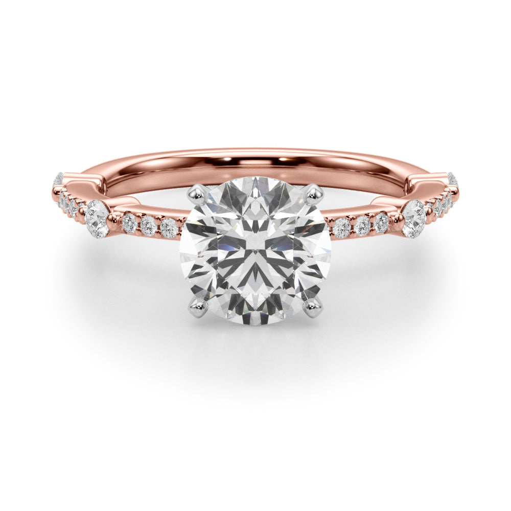 Bespoke Single Row Engagement Ring Round Diamond Engagement Ring in 10K/14K gold and platinum with certified lab-grown or natural diamonds