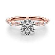 Bespoke Single Row Engagement Ring Round Diamond Engagement Ring in 10K/14K gold and platinum with certified lab-grown or natural diamonds
