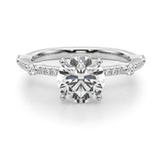 Bespoke Single Row Engagement Ring Round Diamond Engagement Ring in 10K/14K gold and platinum with certified lab-grown or natural diamonds