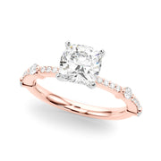 Bespoke Single Row Engagement Ring Round Diamond Engagement Ring in 10K/14K gold and platinum with certified lab-grown or natural diamonds
