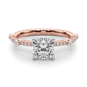 Bespoke Single Row Engagement Ring Round Diamond Engagement Ring in 10K/14K gold and platinum with certified lab-grown or natural diamonds