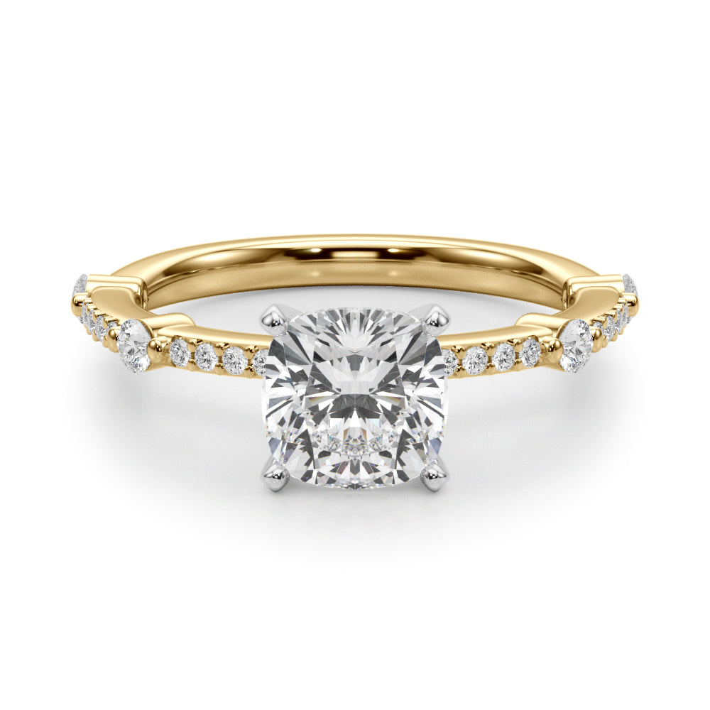 Bespoke Single Row Engagement Ring Round Diamond Engagement Ring in 10K/14K gold and platinum with certified lab-grown or natural diamonds