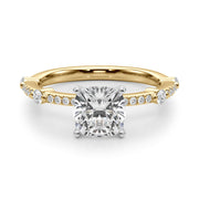 Bespoke Single Row Engagement Ring Round Diamond Engagement Ring in 10K/14K gold and platinum with certified lab-grown or natural diamonds