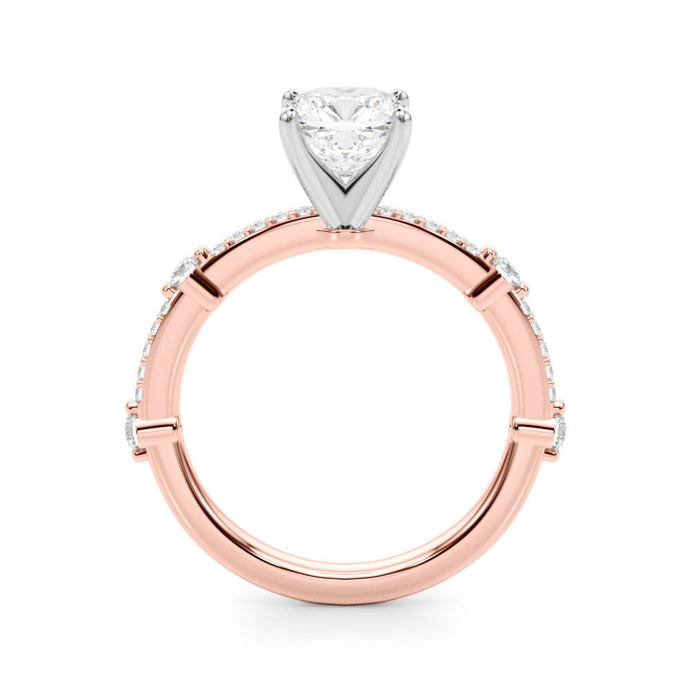 Bespoke Single Row Engagement Ring Round Diamond Engagement Ring in 10K/14K gold and platinum with certified lab-grown or natural diamonds