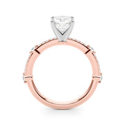 Bespoke Single Row Engagement Ring Round Diamond Engagement Ring in 10K/14K gold and platinum with certified lab-grown or natural diamonds