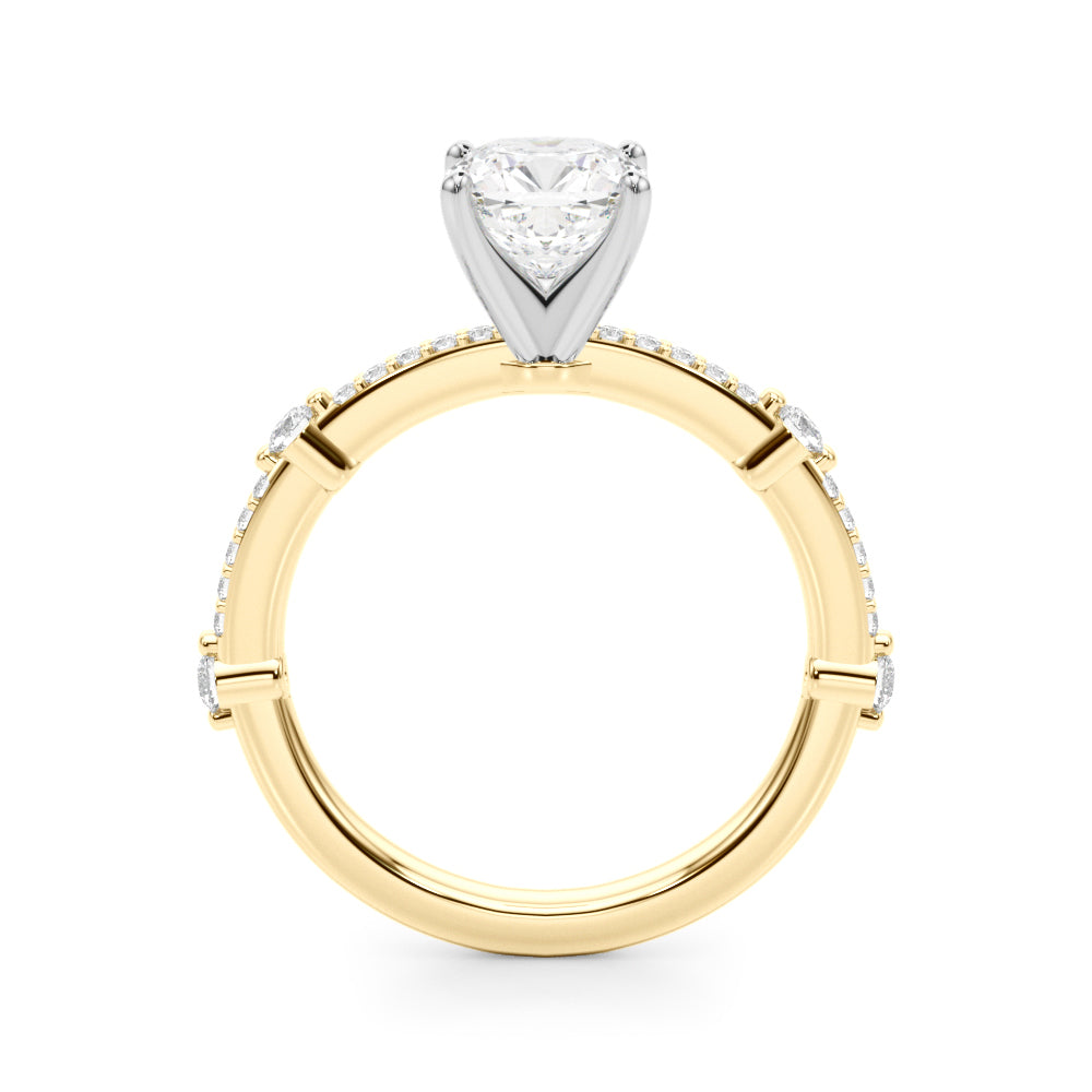 Bespoke Single Row Engagement Ring Round Diamond Engagement Ring in 10K/14K gold and platinum with certified lab-grown or natural diamonds