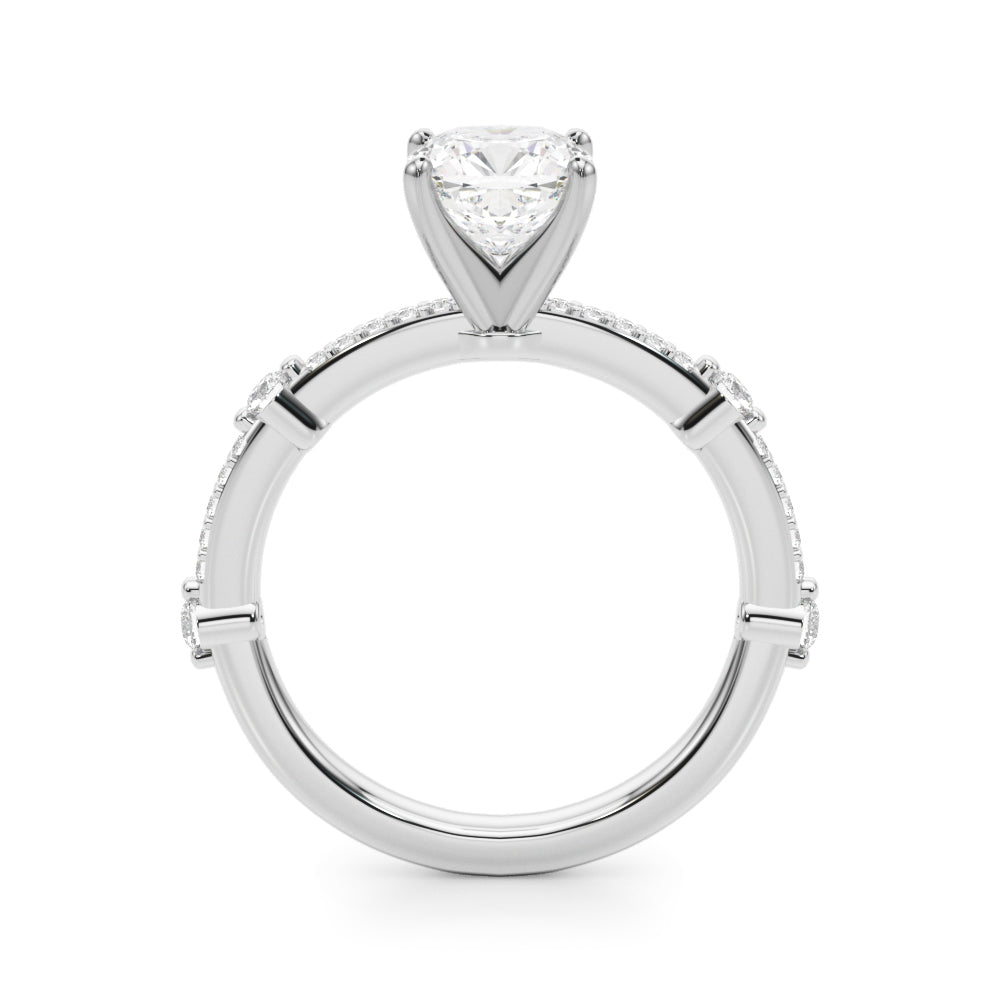 Bespoke Single Row Engagement Ring Round Diamond Engagement Ring in 10K/14K gold and platinum with certified lab-grown or natural diamonds