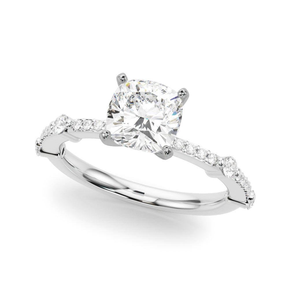 Bespoke Single Row Engagement Ring Round Diamond Engagement Ring in 10K/14K gold and platinum with certified lab-grown or natural diamonds