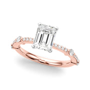 Bespoke Single Row Engagement Ring Round Diamond Engagement Ring in 10K/14K gold and platinum with certified lab-grown or natural diamonds