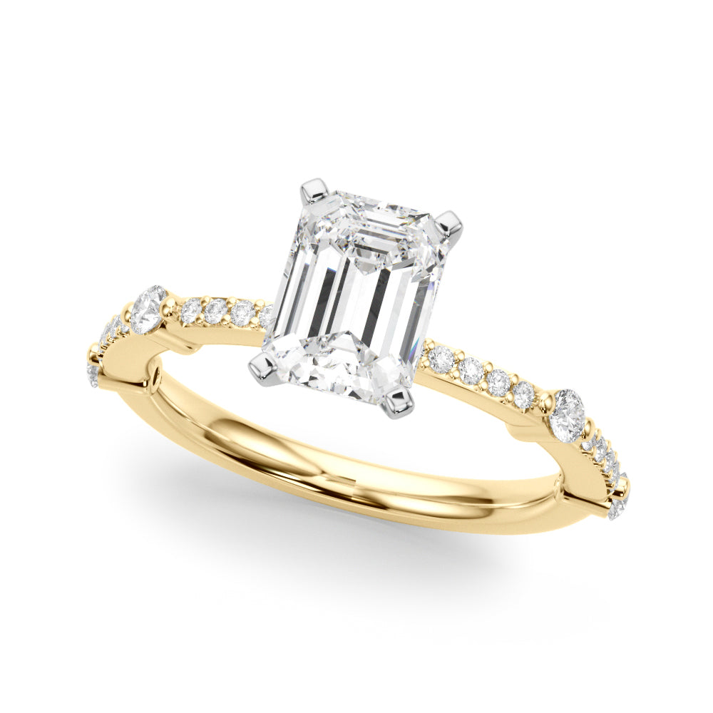 Bespoke Single Row Engagement Ring Round Diamond Engagement Ring in 10K/14K gold and platinum with certified lab-grown or natural diamonds