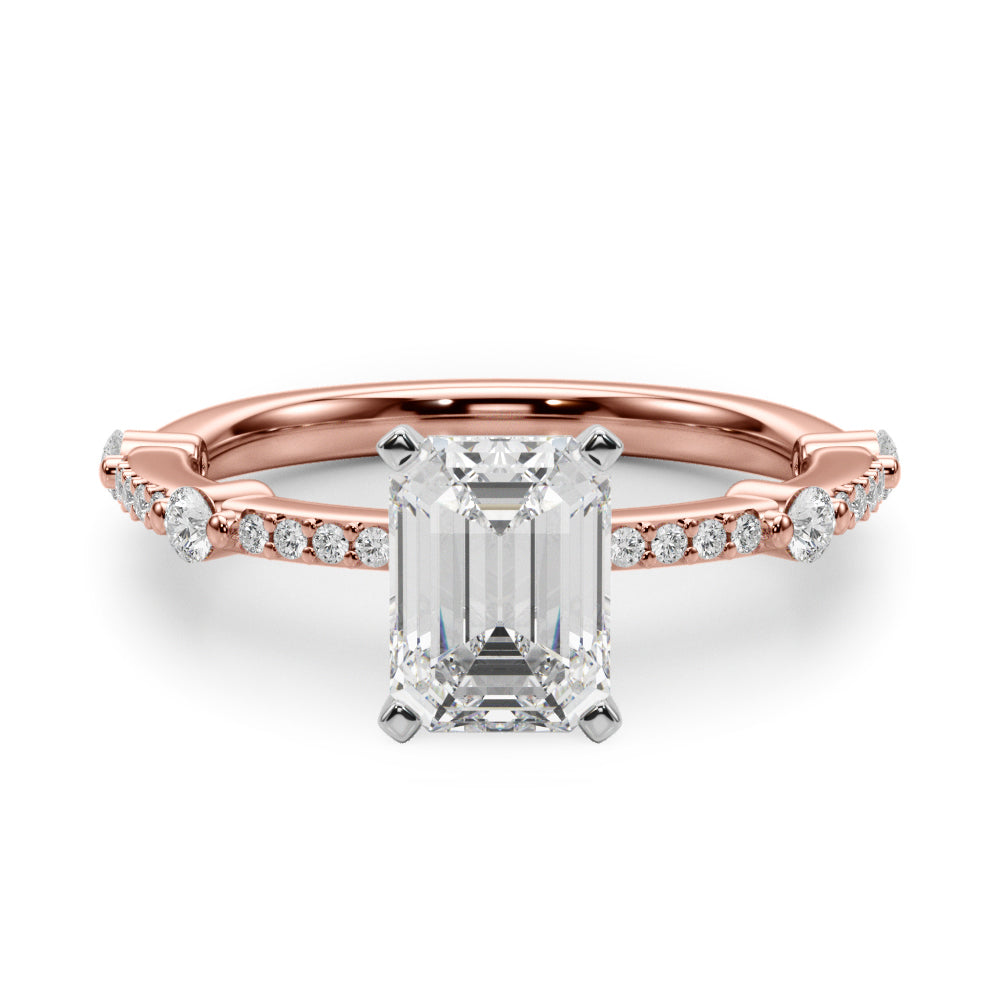 Bespoke Single Row Engagement Ring Round Diamond Engagement Ring in 10K/14K gold and platinum with certified lab-grown or natural diamonds