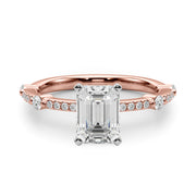Bespoke Single Row Engagement Ring Round Diamond Engagement Ring in 10K/14K gold and platinum with certified lab-grown or natural diamonds