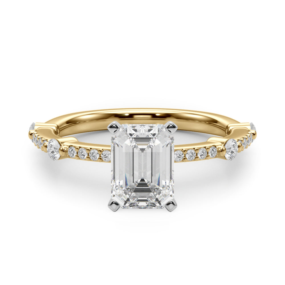 Bespoke Single Row Engagement Ring Round Diamond Engagement Ring in 10K/14K gold and platinum with certified lab-grown or natural diamonds