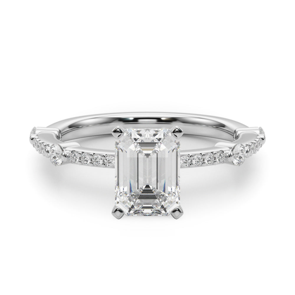 Bespoke Single Row Engagement Ring Round Diamond Engagement Ring in 10K/14K gold and platinum with certified lab-grown or natural diamonds