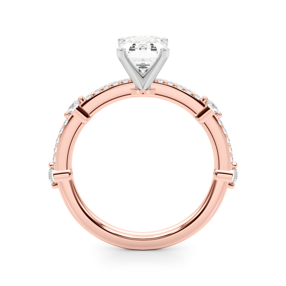 Bespoke Single Row Engagement Ring Round Diamond Engagement Ring in 10K/14K gold and platinum with certified lab-grown or natural diamonds