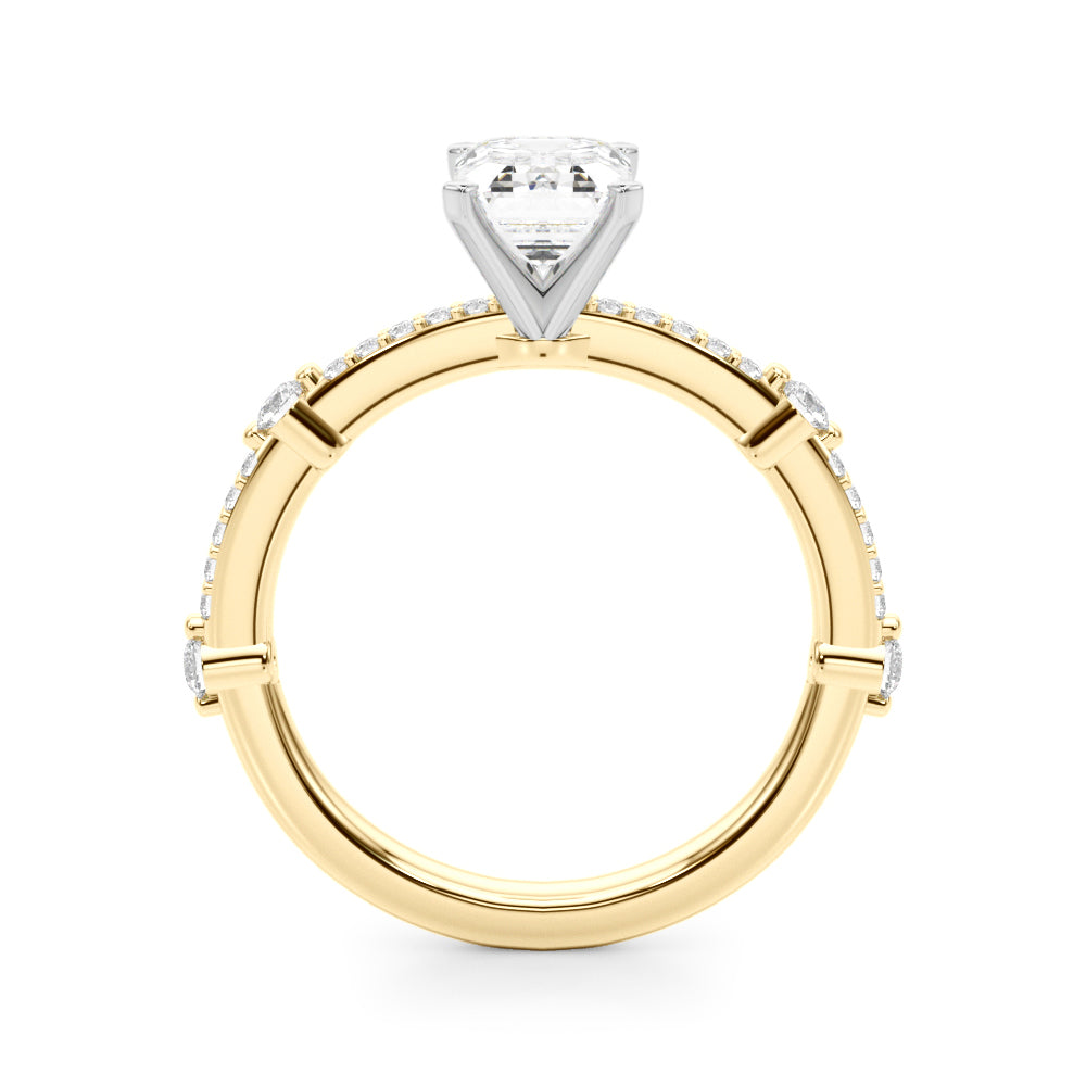 Bespoke Single Row Engagement Ring Round Diamond Engagement Ring in 10K/14K gold and platinum with certified lab-grown or natural diamonds