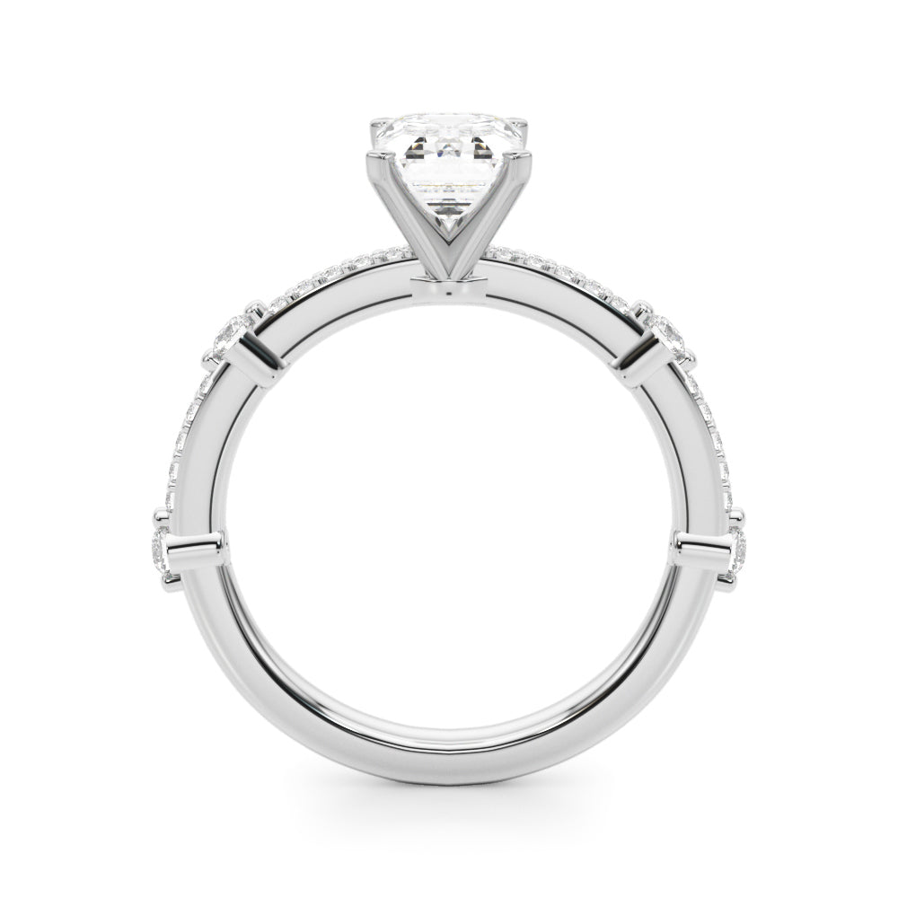 Bespoke Single Row Engagement Ring Round Diamond Engagement Ring in 10K/14K gold and platinum with certified lab-grown or natural diamonds