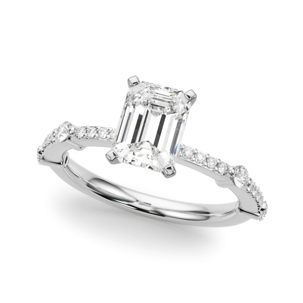 Bespoke Single Row Engagement Ring Round Diamond Engagement Ring in 10K/14K gold and platinum with certified lab-grown or natural diamonds