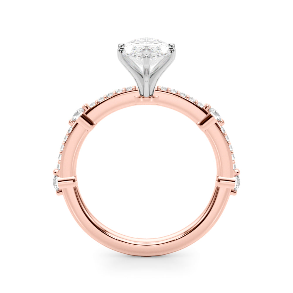 Bespoke Single Row Engagement Ring Round Diamond Engagement Ring in 10K/14K gold and platinum with certified lab-grown or natural diamonds