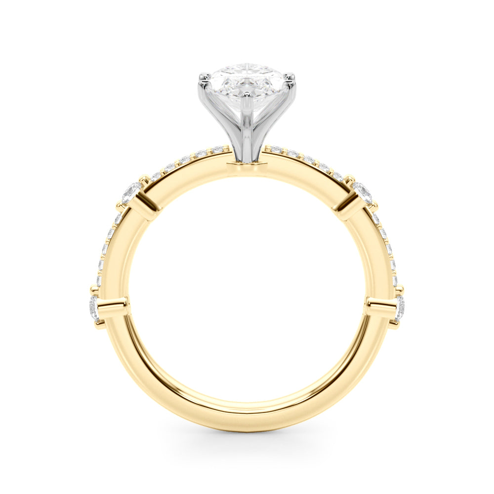 Bespoke Single Row Engagement Ring Round Diamond Engagement Ring in 10K/14K gold and platinum with certified lab-grown or natural diamonds