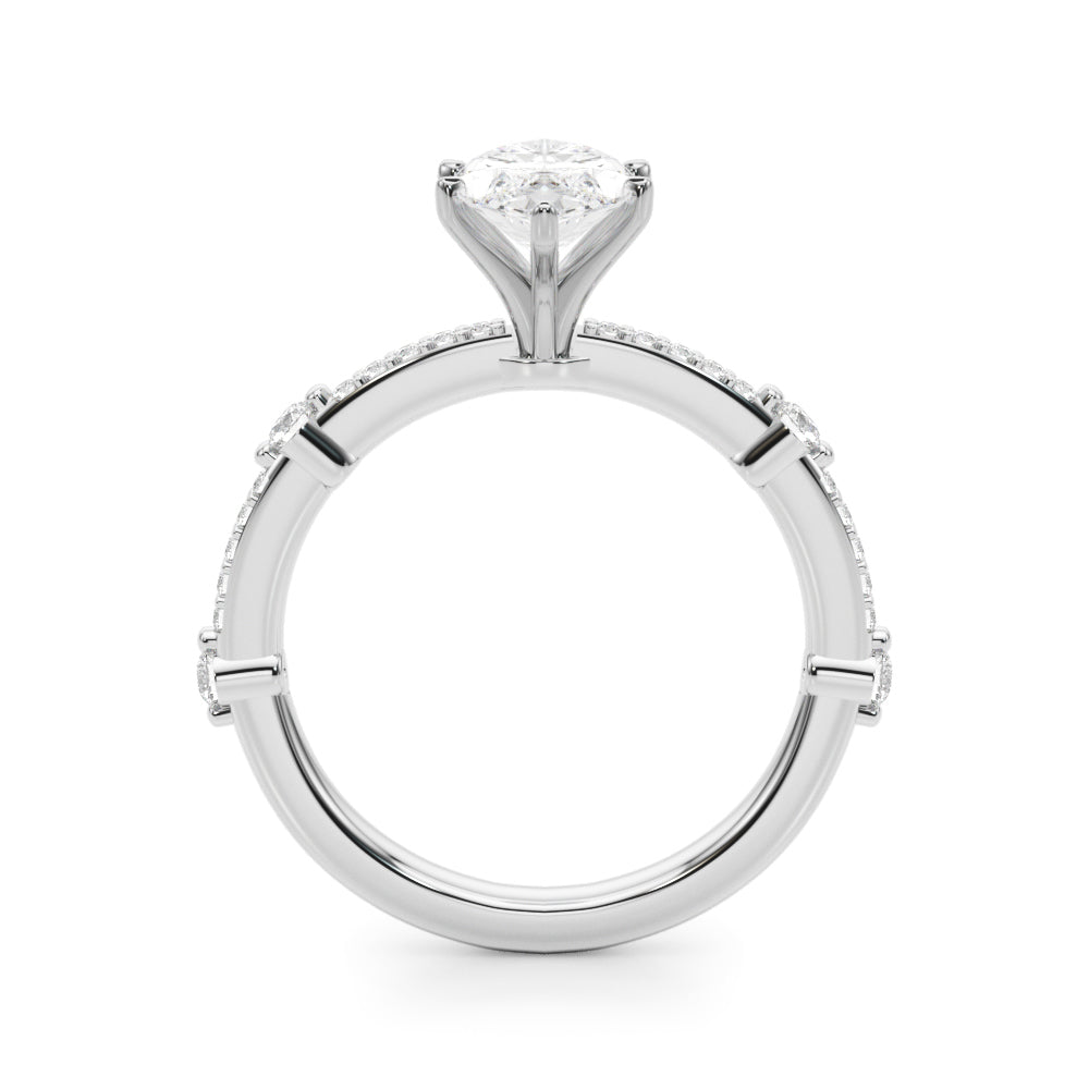 Bespoke Single Row Engagement Ring Round Diamond Engagement Ring in 10K/14K gold and platinum with certified lab-grown or natural diamonds