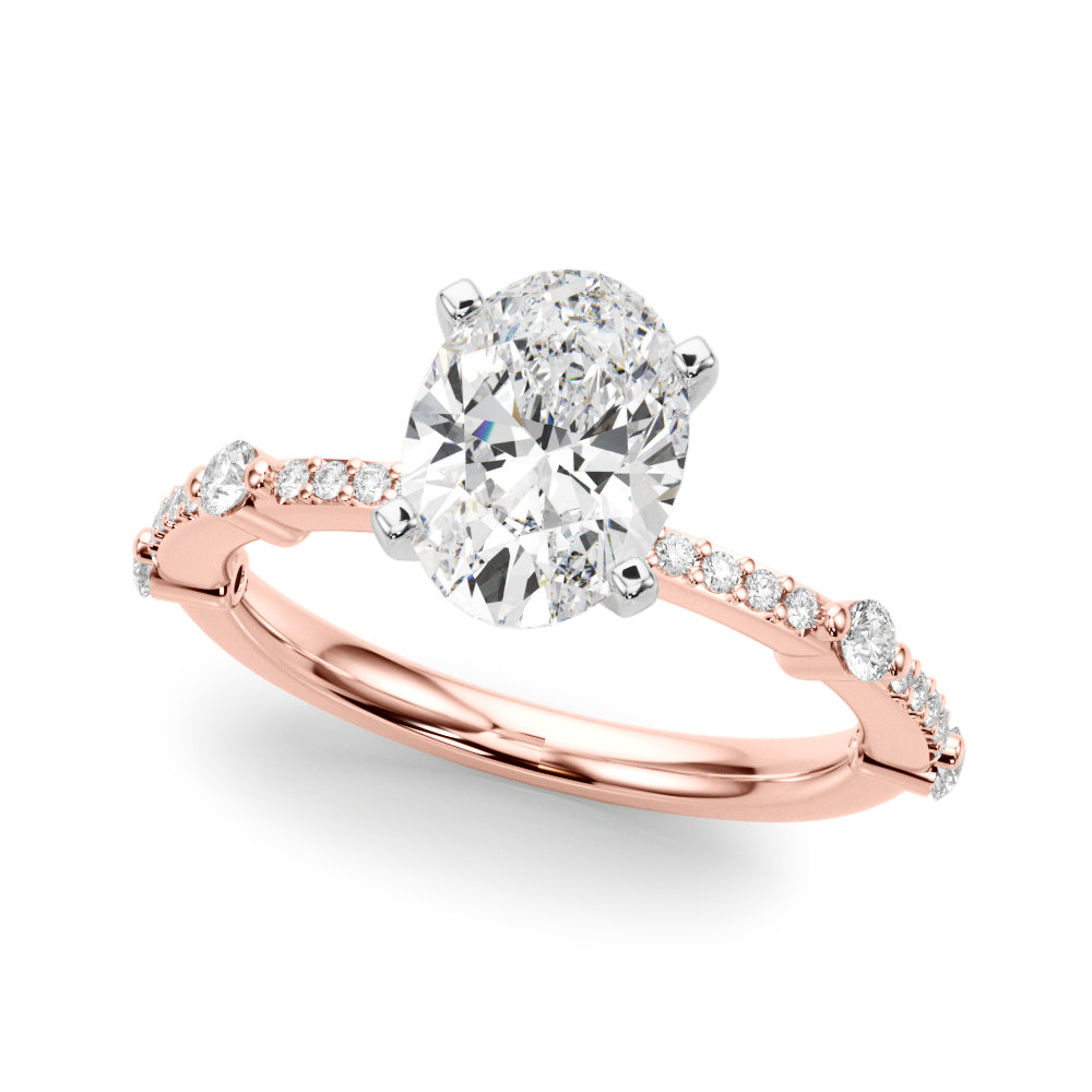 Bespoke Single Row Engagement Ring Round Diamond Engagement Ring in 10K/14K gold and platinum with certified lab-grown or natural diamonds