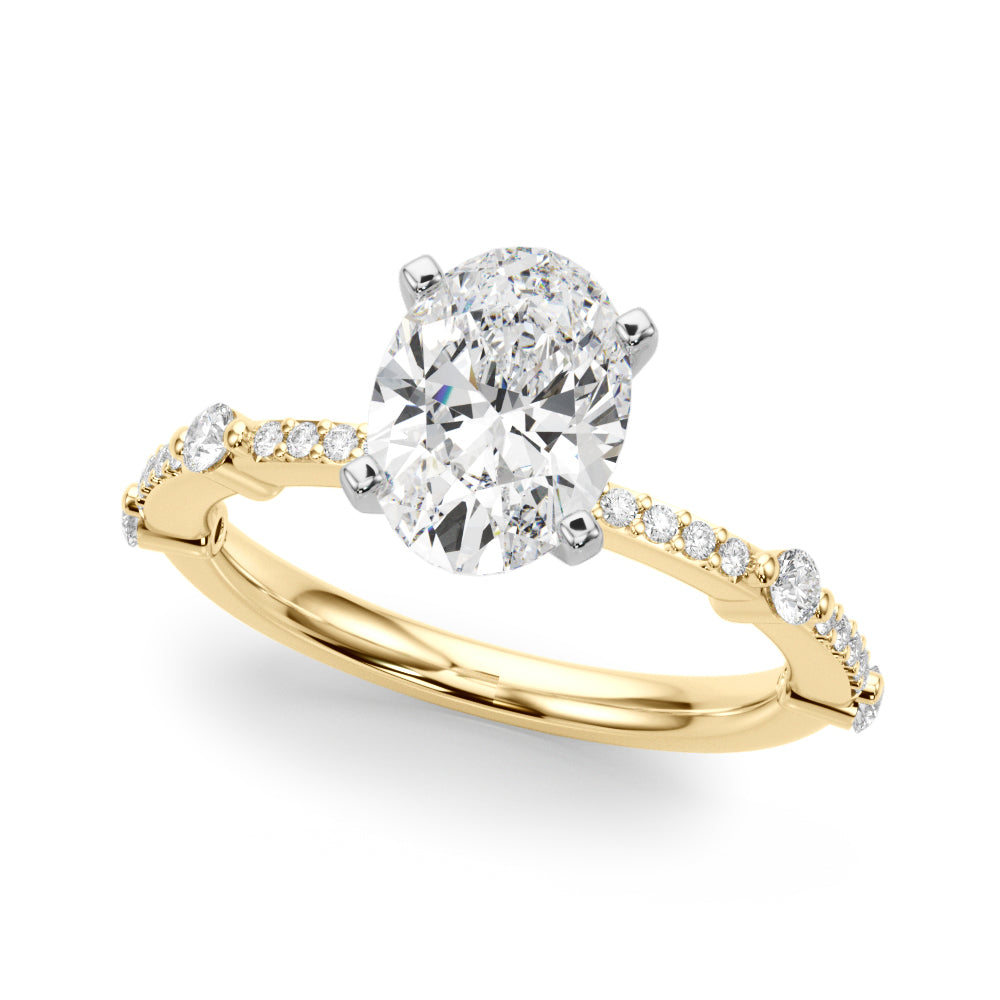 Bespoke Single Row Engagement Ring Round Diamond Engagement Ring in 10K/14K gold and platinum with certified lab-grown or natural diamonds