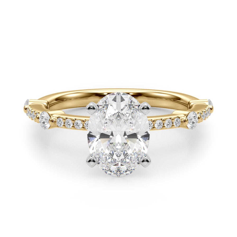 Bespoke Single Row Engagement Ring Round Diamond Engagement Ring in 10K/14K gold and platinum with certified lab-grown or natural diamonds