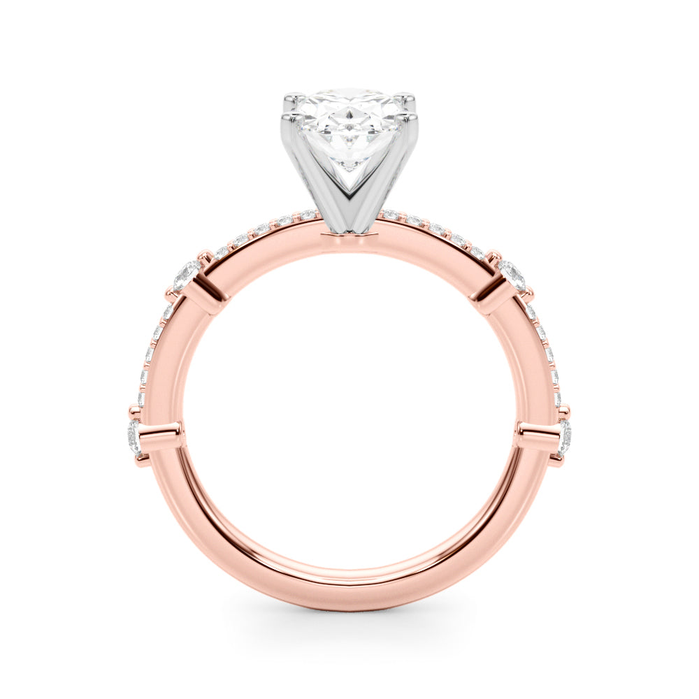 Bespoke Single Row Engagement Ring Round Diamond Engagement Ring in 10K/14K gold and platinum with certified lab-grown or natural diamonds