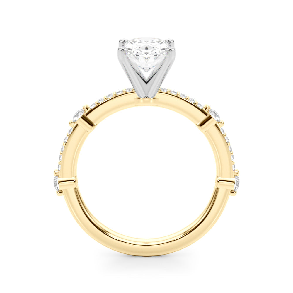 Bespoke Single Row Engagement Ring Round Diamond Engagement Ring in 10K/14K gold and platinum with certified lab-grown or natural diamonds