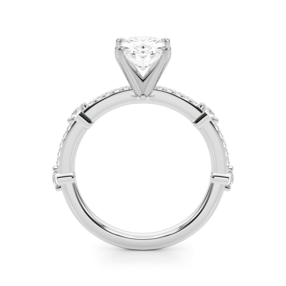Bespoke Single Row Engagement Ring Round Diamond Engagement Ring in 10K/14K gold and platinum with certified lab-grown or natural diamonds