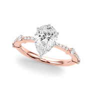 Bespoke Single Row Engagement Ring Round Diamond Engagement Ring in 10K/14K gold and platinum with certified lab-grown or natural diamonds