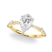Bespoke Single Row Engagement Ring Round Diamond Engagement Ring in 10K/14K gold and platinum with certified lab-grown or natural diamonds