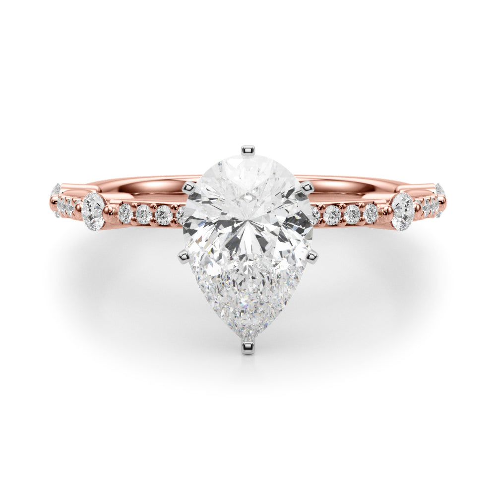 Bespoke Single Row Engagement Ring Round Diamond Engagement Ring in 10K/14K gold and platinum with certified lab-grown or natural diamonds