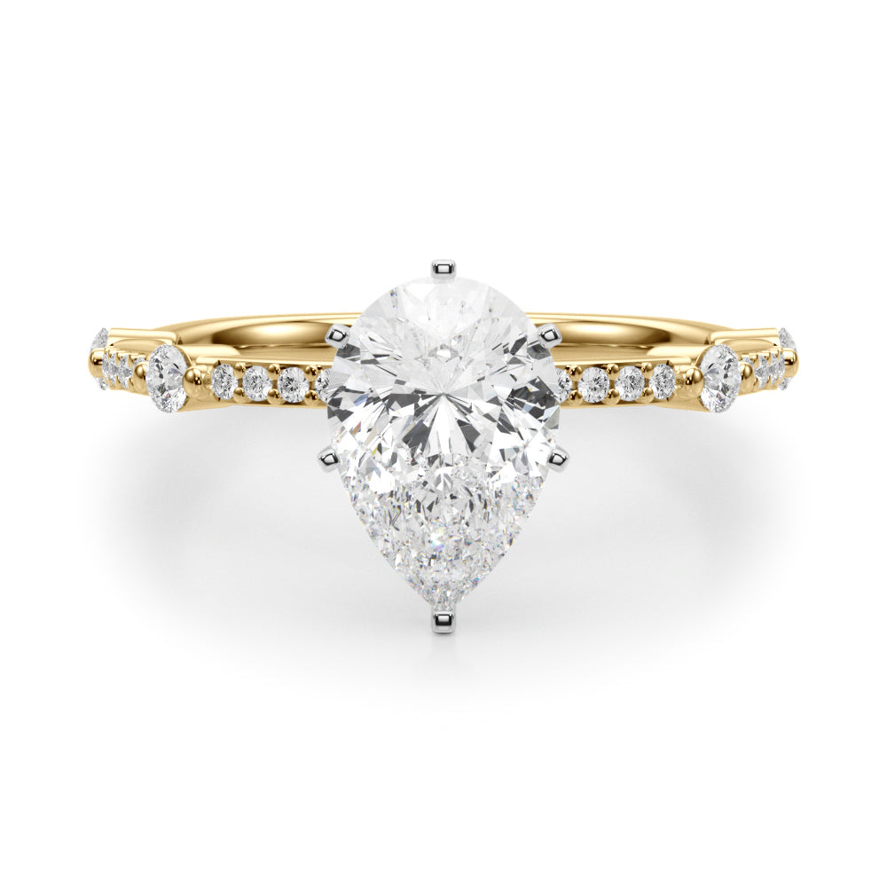 Bespoke Single Row Engagement Ring Round Diamond Engagement Ring in 10K/14K gold and platinum with certified lab-grown or natural diamonds
