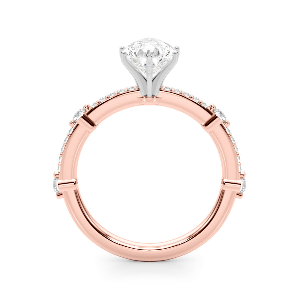 Bespoke Single Row Engagement Ring Round Diamond Engagement Ring in 10K/14K gold and platinum with certified lab-grown or natural diamonds