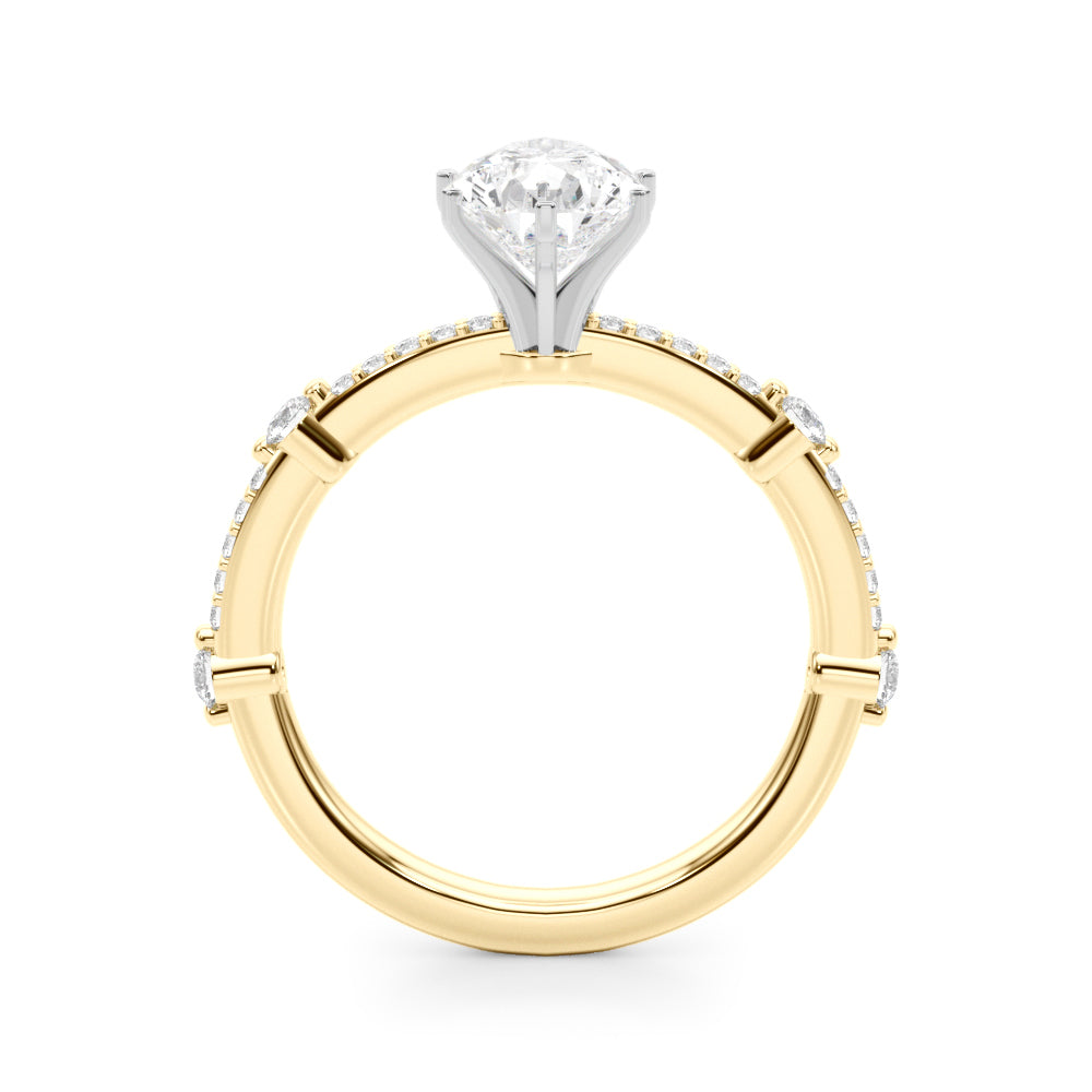 Bespoke Single Row Engagement Ring Round Diamond Engagement Ring in 10K/14K gold and platinum with certified lab-grown or natural diamonds
