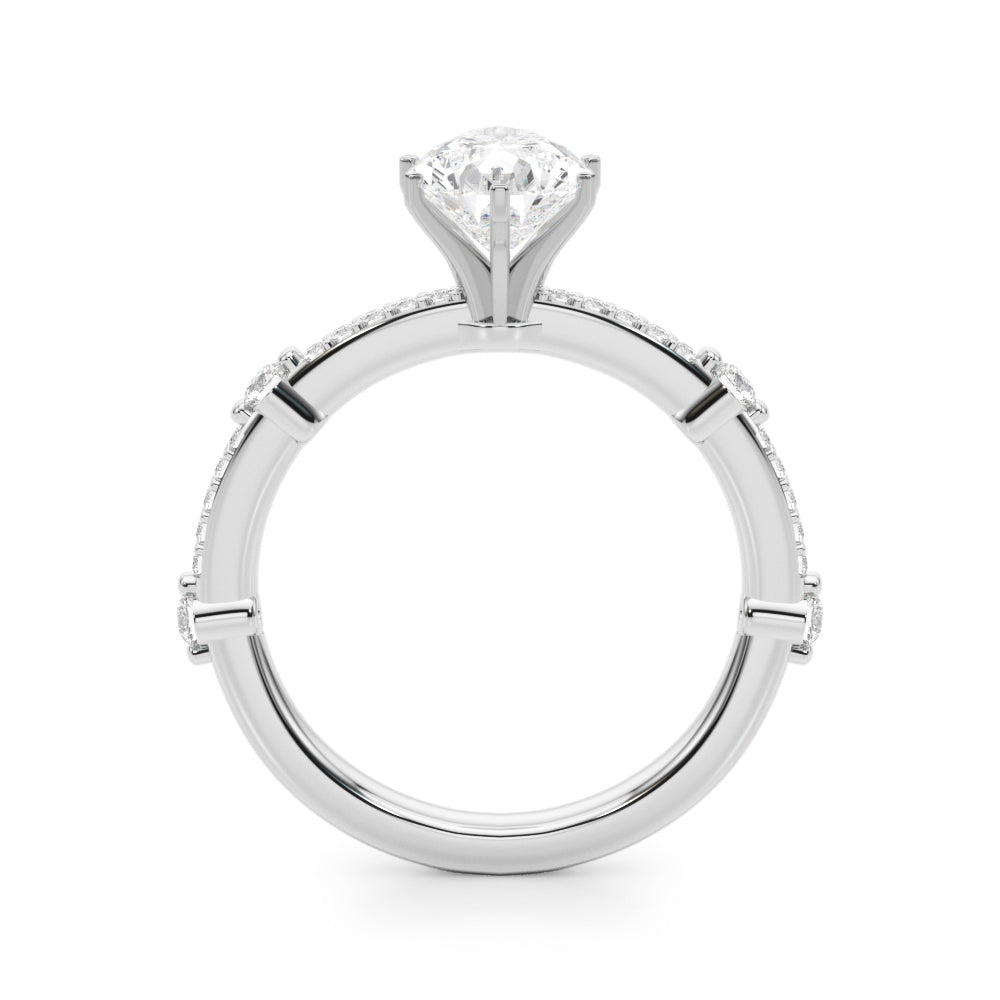 Bespoke Single Row Engagement Ring Round Diamond Engagement Ring in 10K/14K gold and platinum with certified lab-grown or natural diamonds