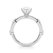 Bespoke Single Row Engagement Ring Round Diamond Engagement Ring in 10K/14K gold and platinum with certified lab-grown or natural diamonds