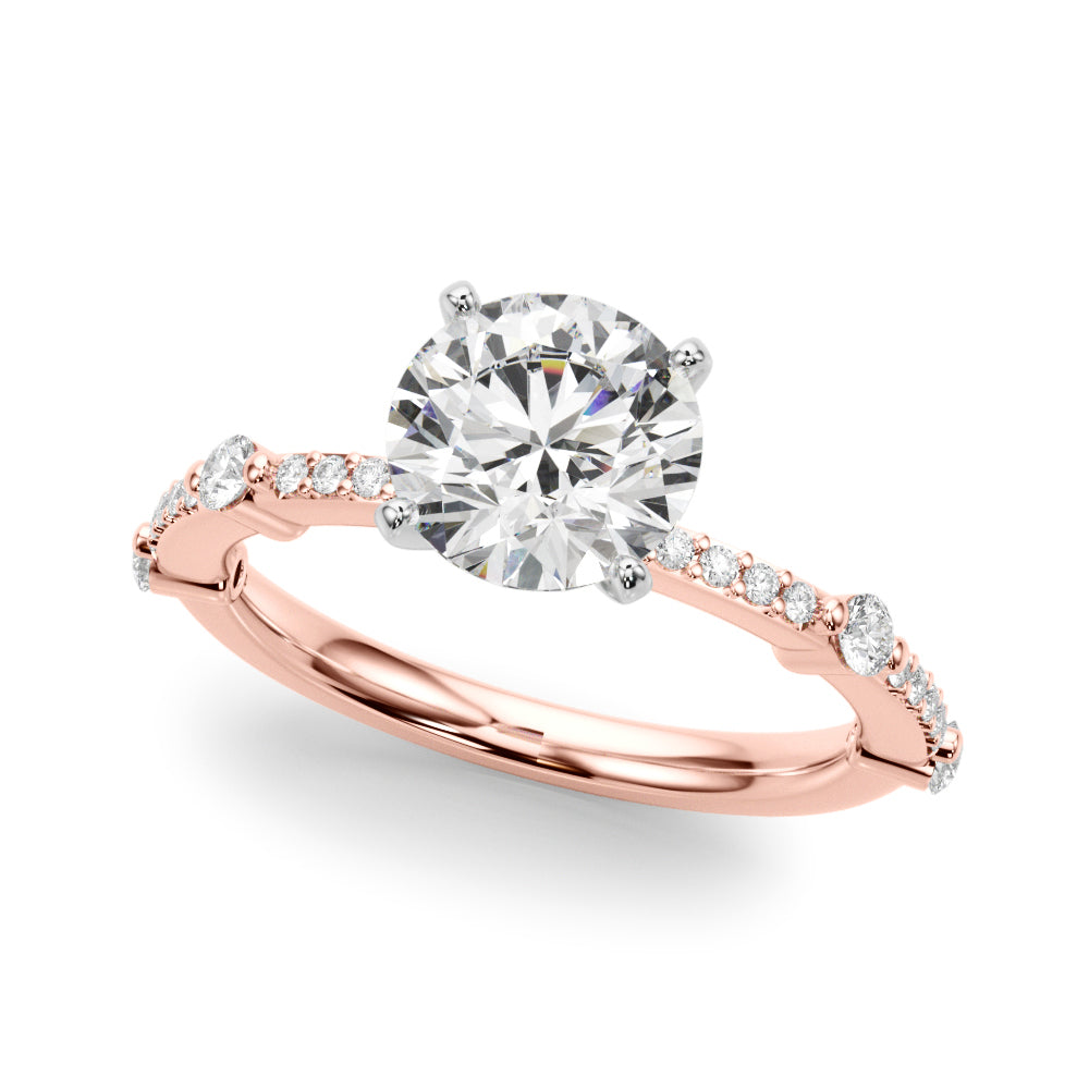 Bespoke Single Row Engagement Ring Round Diamond Engagement Ring in 10K/14K gold and platinum with certified lab-grown or natural diamonds