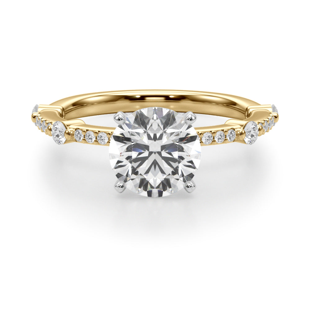 Bespoke Single Row Engagement Ring Round Diamond Engagement Ring in 10K/14K gold and platinum with certified lab-grown or natural diamonds