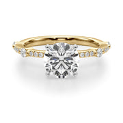 Bespoke Single Row Engagement Ring Round Diamond Engagement Ring in 10K/14K gold and platinum with certified lab-grown or natural diamonds