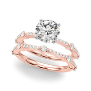 Bespoke Single Row Engagement Ring Round Diamond Engagement Ring in 10K/14K gold and platinum with certified lab-grown or natural diamonds